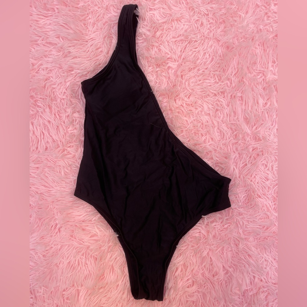 Black Single Strap, Single Cup Half Bodysuit | Small S